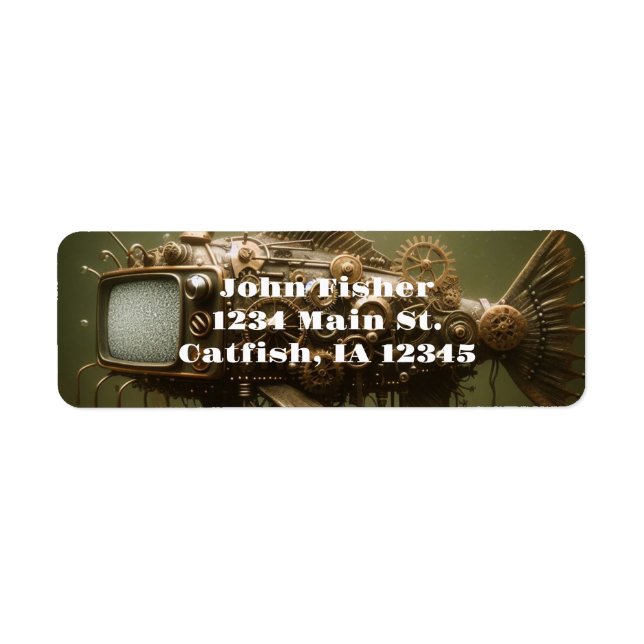 Steampunk TV Catfish Returadress Etikett (Framsidan)