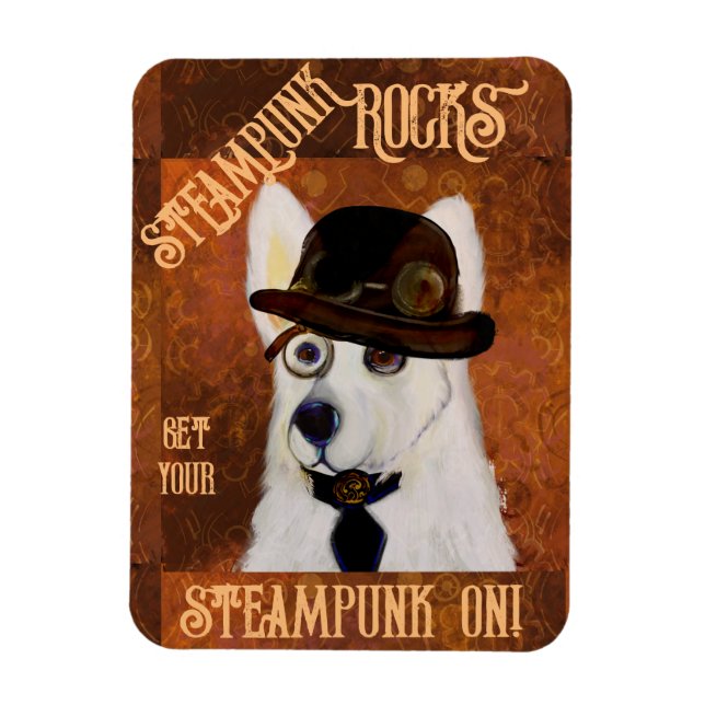 Steampunk tysk schäferhund        magnet (Vertikal)