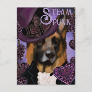Steampunk tysk schäferhund vykort