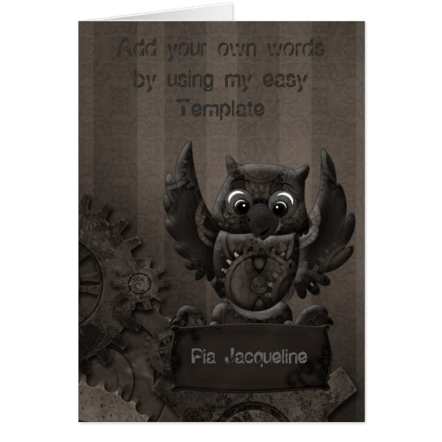 Steampunk Uggla Card Hälsningskort (Framsidan)