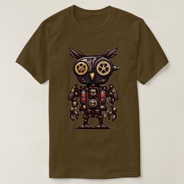 Steampunk uggla fantasi uggla cyborg uggla robot u t shirt (Design framsida)