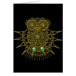 Steampunk uggla hälsningskort