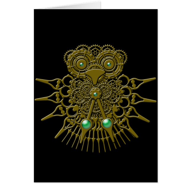 Steampunk uggla hälsningskort (Framsidan)