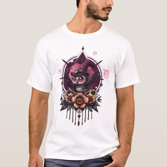 Steampunk Uggla: Hemerns väktare. T Shirt (Framsida)