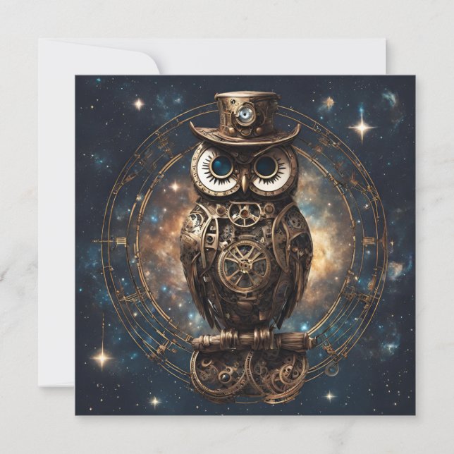 Steampunk Uggla Julkort (Framsida)