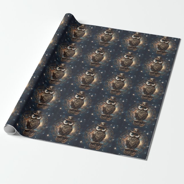 Steampunk Uggla Presentpapper (Utrullad)