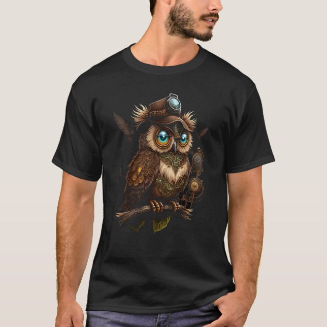 Steampunk Uggla T Shirt (Framsida)