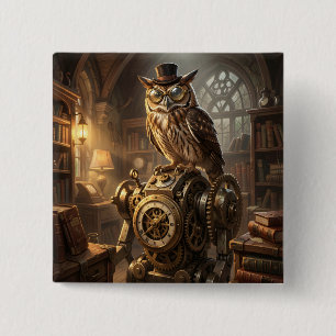 steampunk-uggla urverk konst knapp
