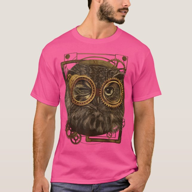Steampunk Uggla Victorian Art Mechanical Steam Pun T Shirt (Framsida)
