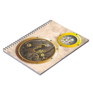 Steampunk Uhr Anteckningsbok Med Spiral