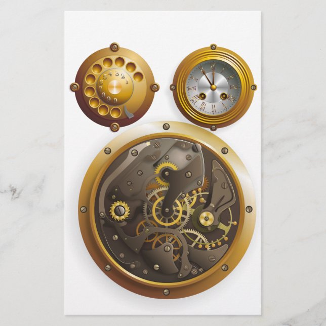 Steampunk Uhr Brevpapper (Framsida)