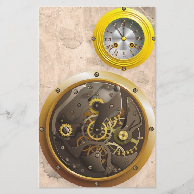 Steampunk Uhr Brevpapper (Framsida)