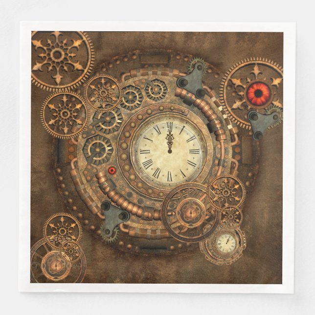 Steampunk, underbart klockverk pappersservett (Framsida)