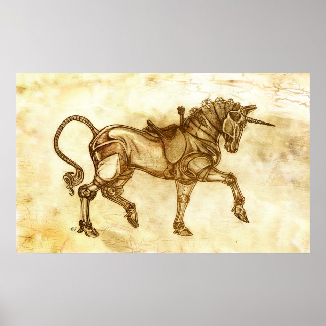 Steampunk Unicorn Sketch Poster (Framsidan)