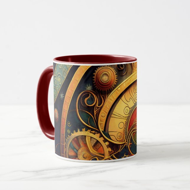 Steampunk Urverk Abstrakt Design Mugg (Framsida vänster)
