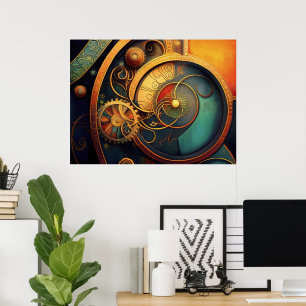 Steampunk Urverk Abstrakt Design Poster