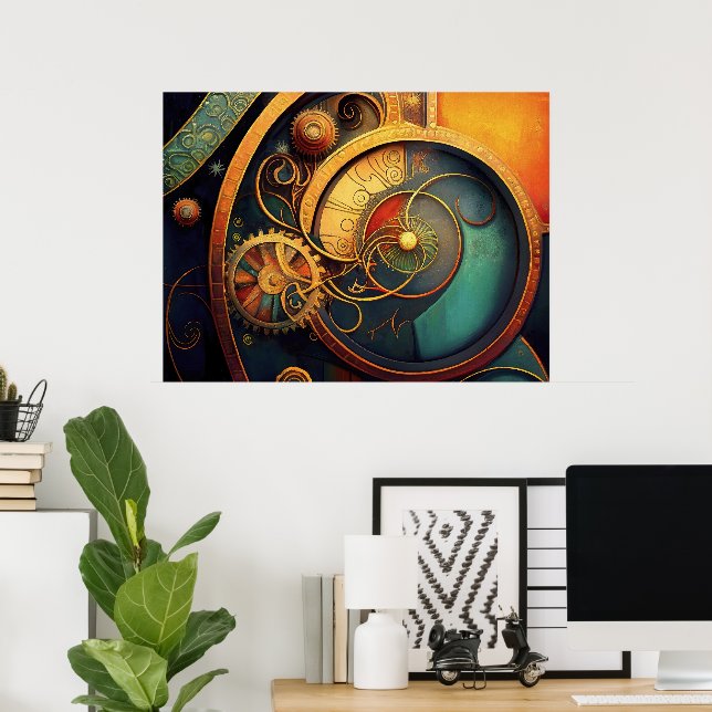 Steampunk Urverk Abstrakt Design Poster (Hemmakontoret)