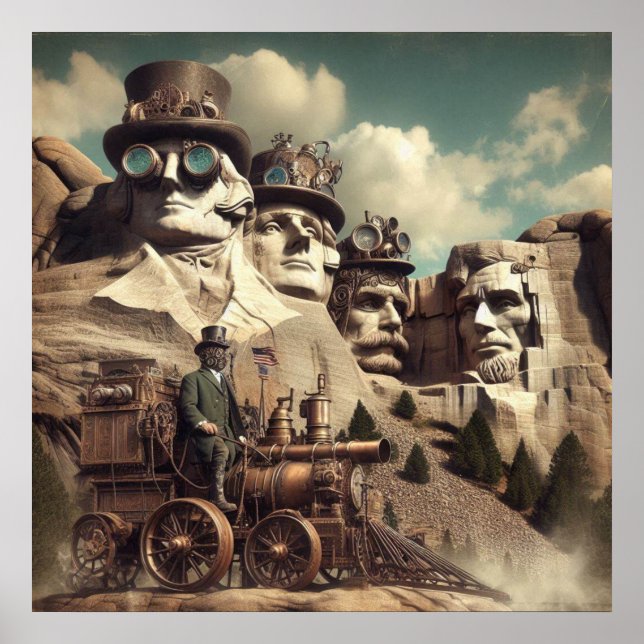 Steampunk US Monument Mount Rushmore SD Poster (Framsidan)