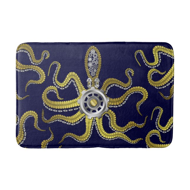 Steampunk utrustar bläckfiskmetall Kraken Badrumsmatta (Framsidan)