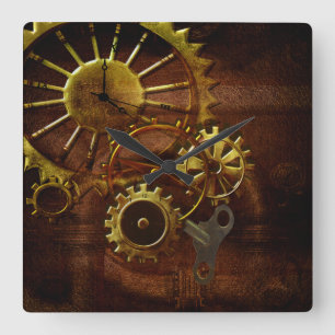 Steampunk utrustar och rör fyrkantig klocka