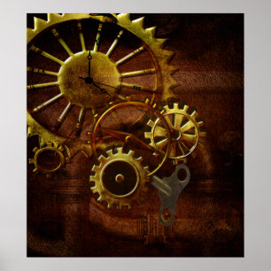 Steampunk utrustar och rör poster