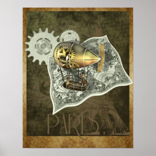 Steampunk Utskrift av Luft Tour Wall Poster