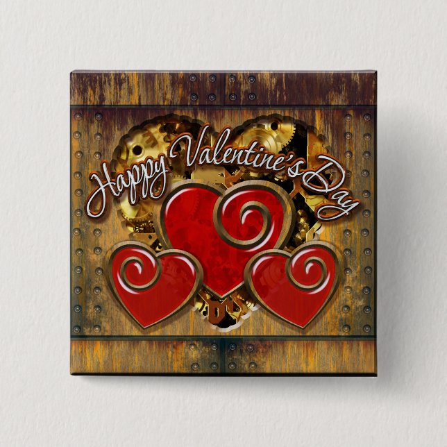 Steampunk Valentindag 3 Knapp (Framsida)