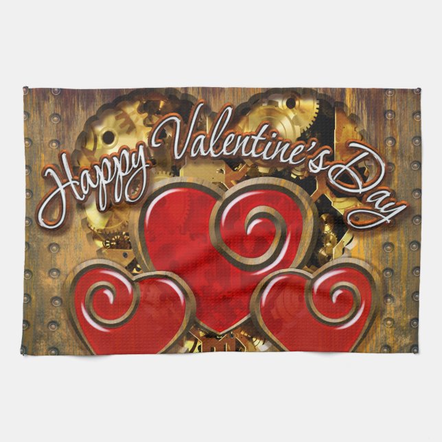 Steampunk Valentine 3 Kitchen Towel Kökshandduk (Horisontell)