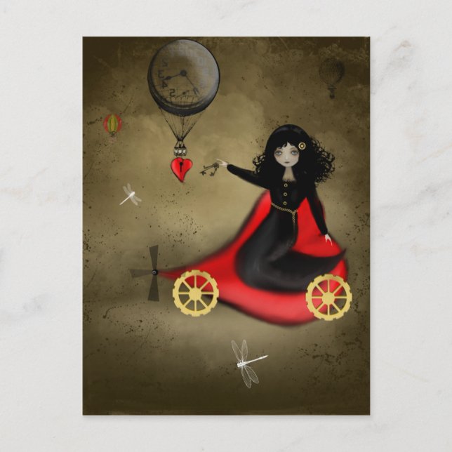 Steampunk Valentine vycard Helg Vykort (Framsida)