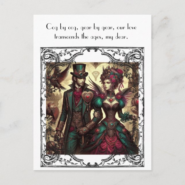 Steampunk Valentine Vykort (Framsida)