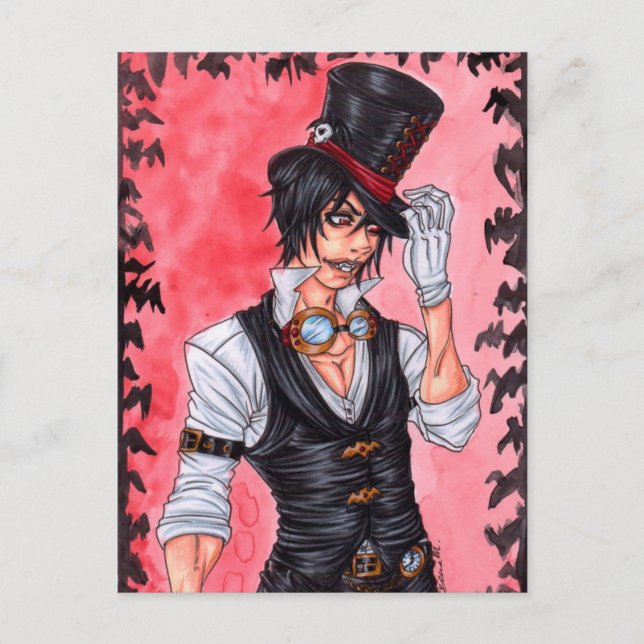 Steampunk Vampire Postcard Vykort (Framsida)