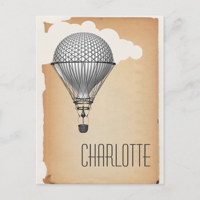 Steampunk Varm Luft Ballong Vykort (Framsida)