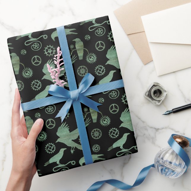 Steampunk Verdigris Bronze Gears and Kråkas Presentpapper (Gifting)