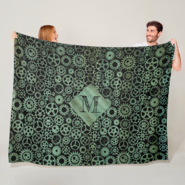 Steampunk Verdigris Bronze Gears Anpassningsbar Mo Fleecefilt