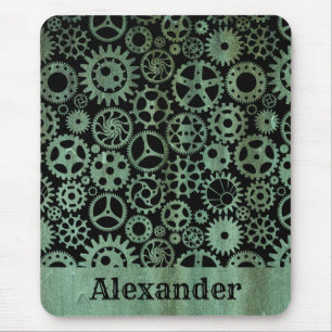 Steampunk Verdigris Bronze Gears eget namn Musmatta