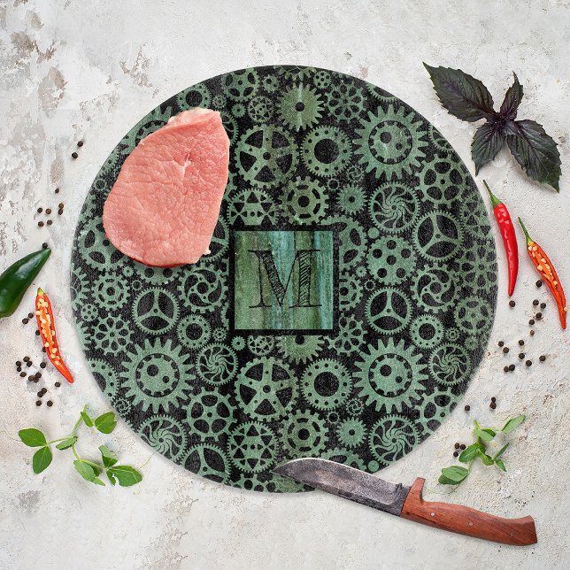 Steampunk Verdigris Bronze Gears Monogram (Skapare uppladdad)