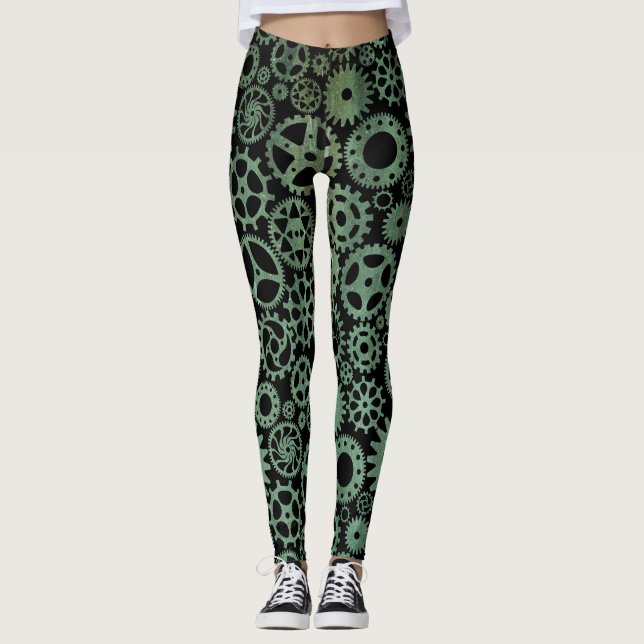 Steampunk Verdigris Bronze Leggings (Framsida)