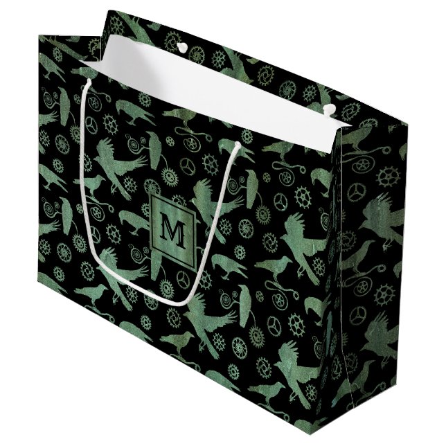 Steampunk Verdigris Gears and Kråkas Monogram Bloc (Framsidan Vinklad)