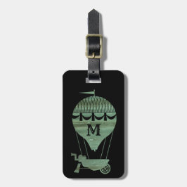 Steampunk Verdigris Luftballong Monogram Bagagebricka