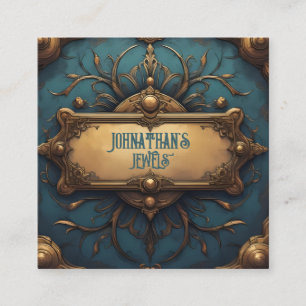Steampunk Verdigris och Guld Fyrkantigt Visitkort