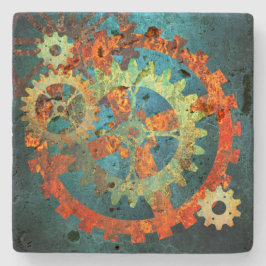 Steampunk Verdigris Rusty Coghjul Stenunderlägg