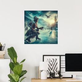 Steampunk Victoransk Fantasy Vinterbudbärare Poster