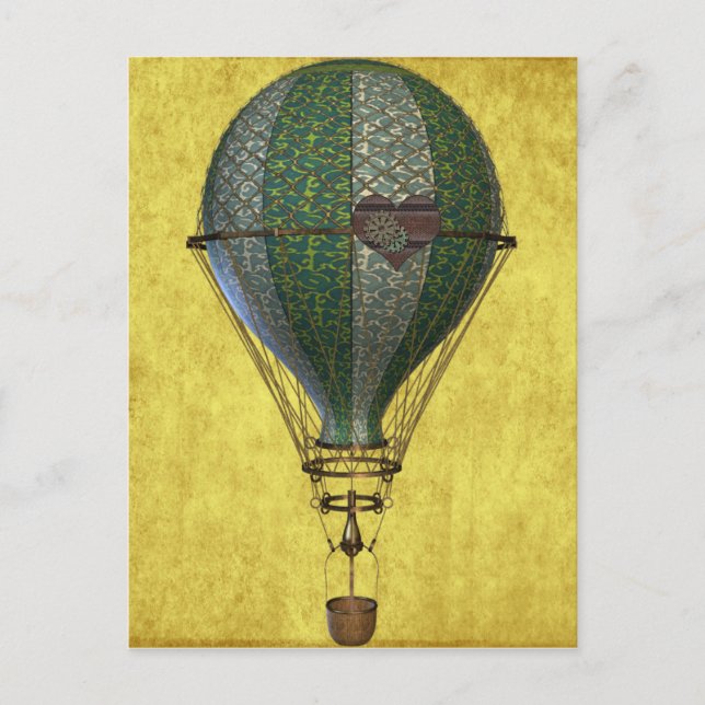 Steampunk Victorian Balloon Vykort (Framsida)