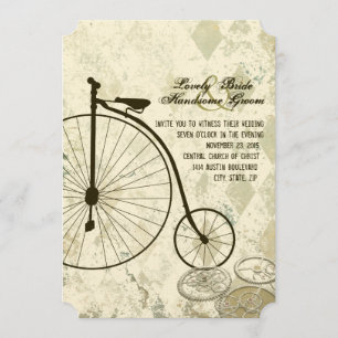 Steampunk Victorian Bicycle Wedding bjudande Inbjudningar