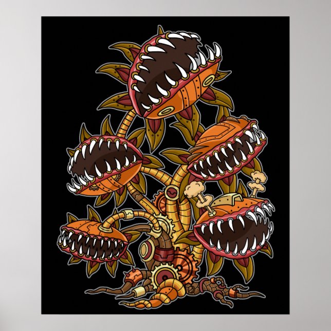 Steampunk Victorian Carnivorous Plant Venus Fly Poster (Framsidan)