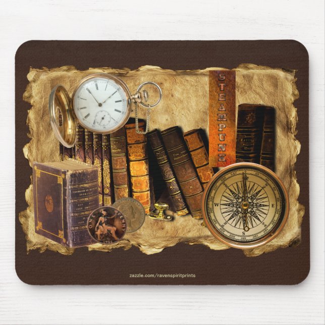 Steampunk Victorian Collage Mousepad Art Musmatta (Framsidan)