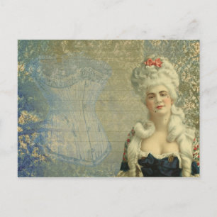 Steampunk Victorian Dam Vintage Corset Postcard Vykort
