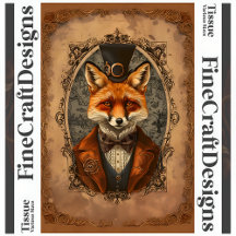 Steampunk Victorian Elegant Fox A4L Decoupage