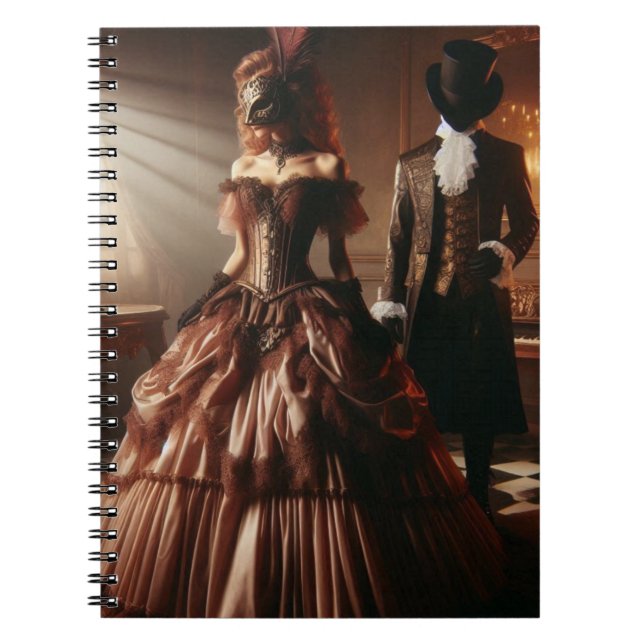 Steampunk Victorian Fantasy Art Maskerad  Anteckningsbok (Framsidan)