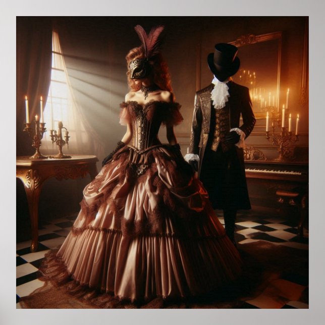 Steampunk Victorian Fantasy Art Masquerade  Poster (Framsidan)